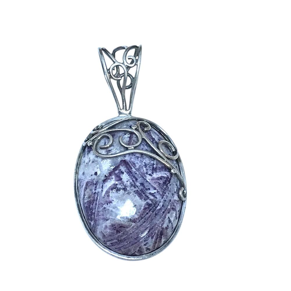 Jay King DTR Dogtooth Amethyst Scroll Pendant Sterling Silver Mine Finds 27g